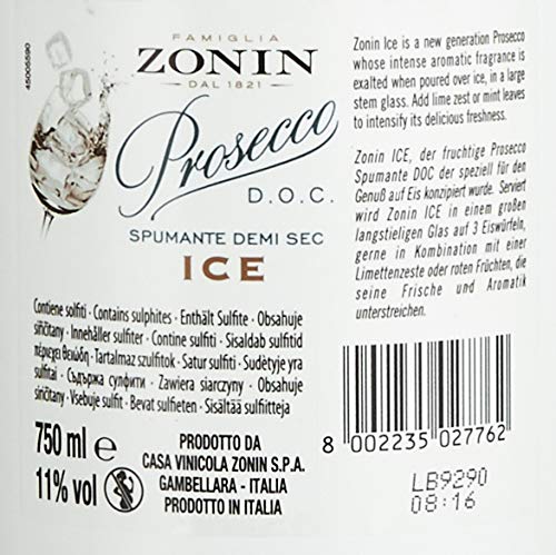 Zonin Prosecco ICE 0,75l Produktabmessung